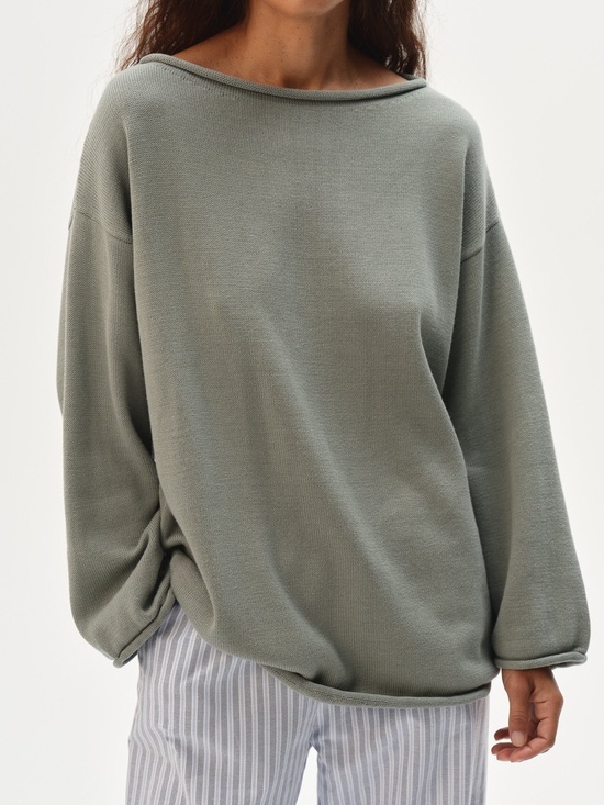 DONNI. Sweaters - DONNI. The Cotton Knit Boat Neck Sweater in Sage NWOT